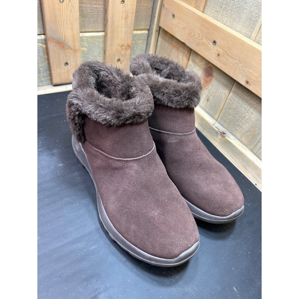 Kelly Skechers Womens Air Cooled Goga Mat Brown Suede Faux Fur Ankle Boots 7.5 - Picture 2 of 8